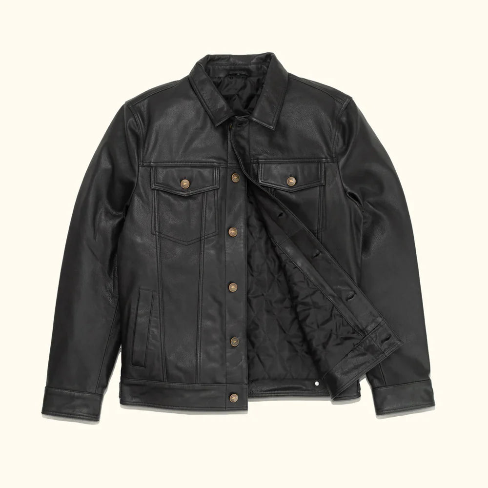 Black Leather Jacket – Full-Grain Goat Leather Men's Jacket