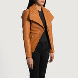 Close-up of premium genuine sheepskin leather texture and fine stitching